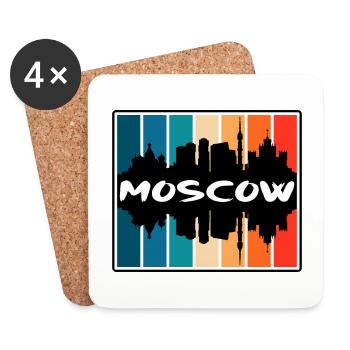 Moscow Russia Skyline Silhouette Travel Souvenir - Coasters (set of 4) - white - Front