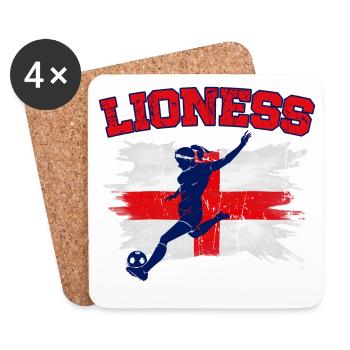 Championnes d’Angleterre de football féminin Lionnes 2025 - Dessous de verre (lot de 4) - blanc - Devant