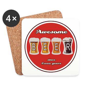 Logo de la bière - Dessous de verre (lot de 4) - blanc - Devant