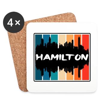 Hamilton Canada Skyline Silhouette Souvenir de voyage - Dessous de verre (lot de 4) - blanc - Devant