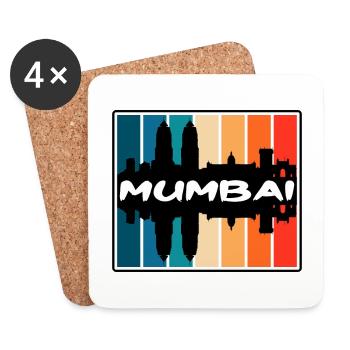 Mumbai India Skyline Silhouette Travel Souvenir - Coasters (set of 4) - white - Front