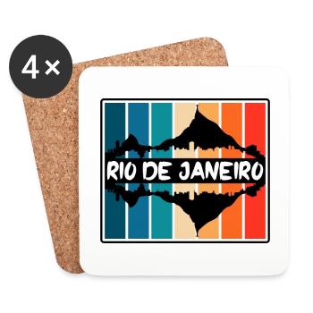 Rio De Janeiro Brazil Skyline Silhouette Travel So - Coasters (set of 4) - white - Front