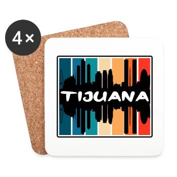 Tijuana Mexico Skyline Silhouette Travel Souvenir - Coasters (set of 4) - white - Front