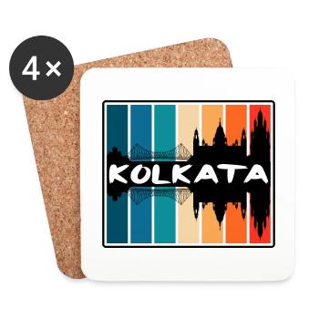 Kolkata Inde Skyline Silhouette Souvenir de voyage - Dessous de verre (lot de 4) - blanc - Devant