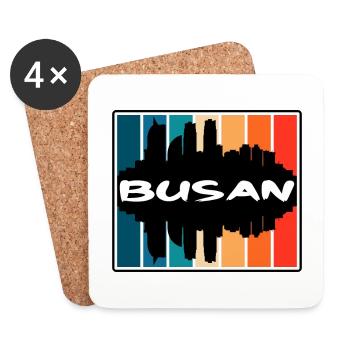 Busan South Korea Skyline Silhouette Travel Souven - Coasters (set of 4) - white - Front