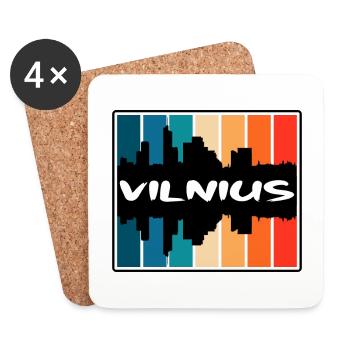 Vilnius Lithuania Skyline Silhouette Travel Souven - Coasters (set of 4) - white - Front