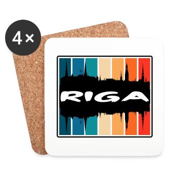Riga Lettland Skyline Silhouette Reise Souvenir - Untersetzer (4er-Set) - Weiß - Vorne