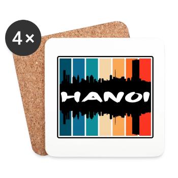 Hanoi Vietnam Skyline Silhouette Reise Souvenir - Untersetzer (4er-Set) - Weiß - Vorne