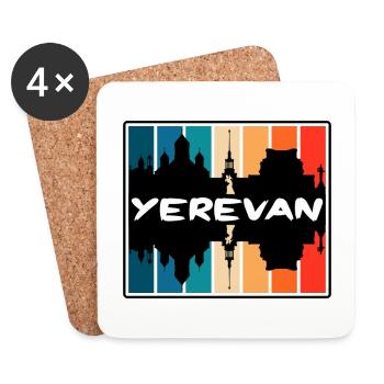 Eriwan Armenien Skyline Silhouette Reise Souvenir - Untersetzer (4er-Set) - Weiß - Vorne