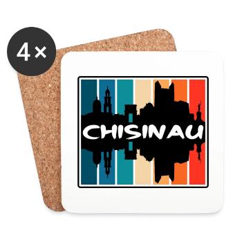 Chisinau Moldova Skyline Silhouette Voyage Souveni - Dessous de verre (lot de 4) - blanc - Devant