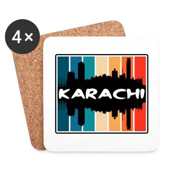 Karachi Pakistan Skyline Silhouette Travel Souveni - Untersetzer (4er-Set) - Weiß - Vorne