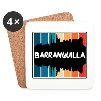 Barranquilla Colombie Skyline Silhouette Voyage So - Dessous de verre (lot de 4) - blanc - Devant