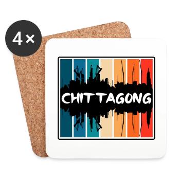 Chittagong Bangladesh Skyline Silhouette Travel So - Coasters (set of 4) - white - Front
