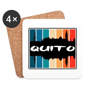 Quito Equador Skyline Silhouette Souvenir de voyage - Dessous de verre (lot de 4) - blanc - Devant