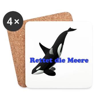 Orca Rettet die Meere weiß1 - Untersetzer (4er-Set) - Weiß - Vorne