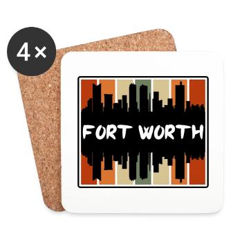 Fort Worth Texas États-Unis Skyline Silhouette Voyage Sou - Dessous de verre (lot de 4) - blanc - Devant