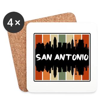 San Antonio Texas États-Unis Skyline Silhouette Voyage So - Dessous de verre (lot de 4) - blanc - Devant
