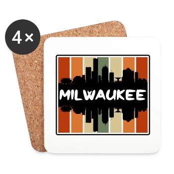 Milwaukee Wisconsin USA Skyline Silhouette Reisen - Untersetzer (4er-Set) - Weiß - Vorne