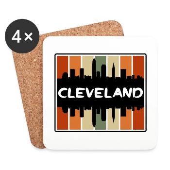 Cleveland Ohio Usa Skyline Silhouette Travel Souve - Coasters (set of 4) - white - Front