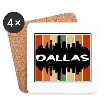 Dallas Texas États-Unis Skyline Silhouette Voyage Souveni - Dessous de verre (lot de 4) - blanc - Devant