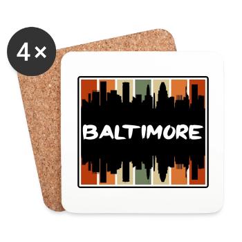 Baltimore Maryland Usa Skyline Silhouette Travel S - Coasters (set of 4) - white - Front