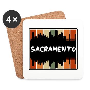 Sacramento California Usa Skyline Silhouette Trave - Coasters (set of 4) - white - Front