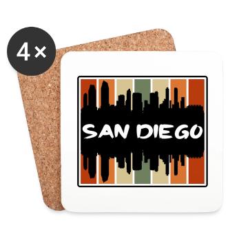 San Diego Californie États-Unis Skyline Silhouette Voyage - Dessous de verre (lot de 4) - blanc - Devant