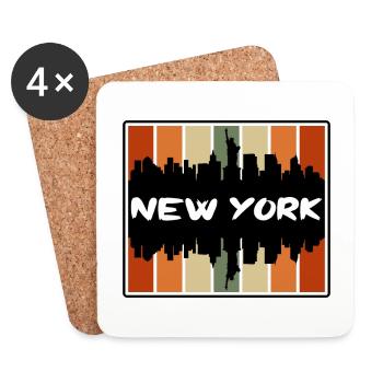 New York New York États-Unis Skyline Silhouette Voyage So - Dessous de verre (lot de 4) - blanc - Devant