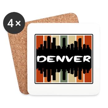 Denver Colorado États-Unis Skyline Silhouette Souv de voyage - Dessous de verre (lot de 4) - blanc - Devant