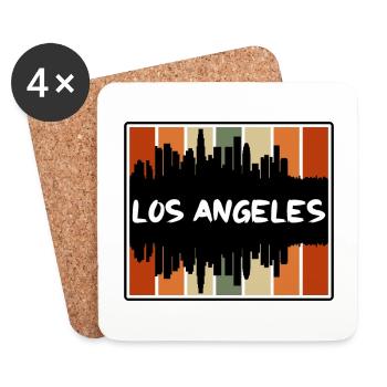 Los Angeles California Usa Skyline Silhouette Trav - Coasters (set of 4) - white - Front