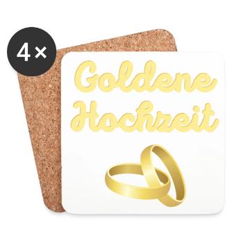 Goldene Hochzeit goldene Eheringe leuchtend Gold - Untersetzer (4er-Set) - Weiß - Vorne