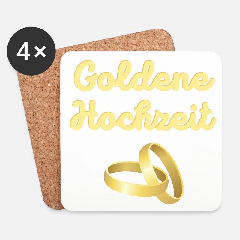 Goldene Hochzeit goldene Eheringe leuchtend Gold - Untersetzer (4er-Set) - Weiß
