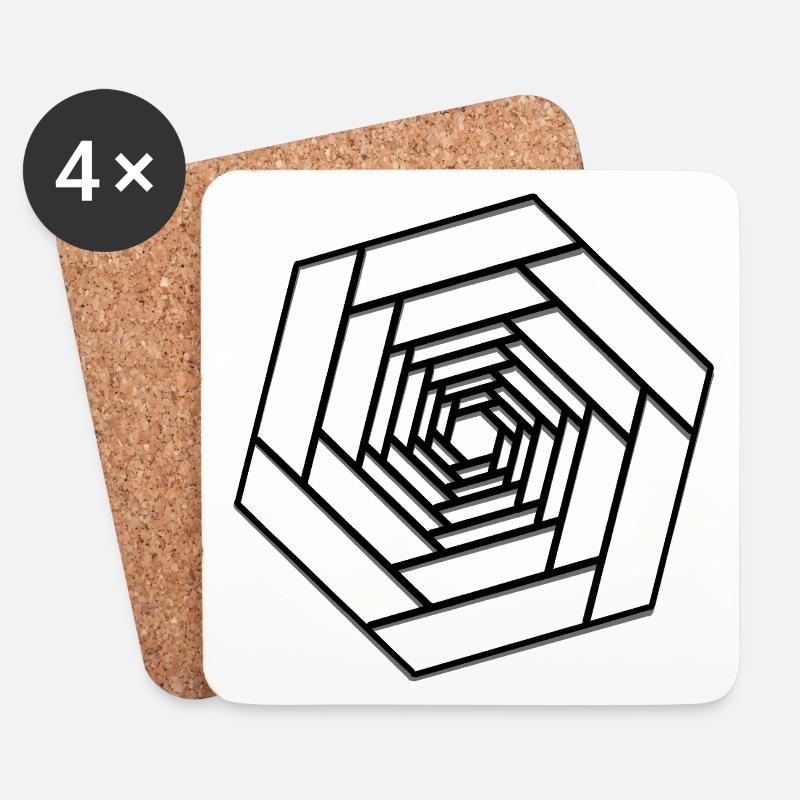 Hexagon infinite design - Coasters (set of 4) - white