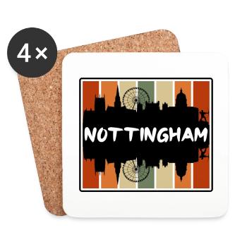 Nottingham Angleterre Skyline Silhouette Travel Souve - Dessous de verre (lot de 4) - blanc - Devant