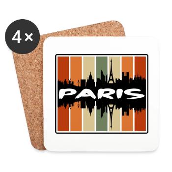 Paris France Skyline Silhouette Voyage Souvenir - Dessous de verre (lot de 4) - blanc - Devant