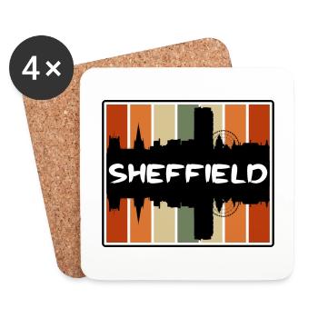 Sheffield England Skyline Silhouette Travel Souven - Coasters (set of 4) - white - Front