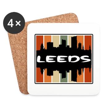 Leeds England Skyline Silhouette Travel Souvenir - Coasters (set of 4) - white - Front