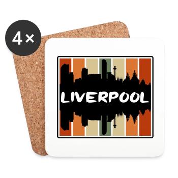 Liverpool Angleterre Skyline Silhouette Travel Souven - Dessous de verre (lot de 4) - blanc - Devant