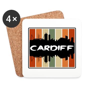 Cardiff Wales Skyline Silhouette Reisesouvenir - Untersetzer (4er-Set) - Weiß - Vorne