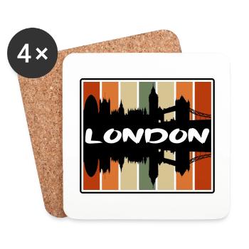 London England Skyline Silhouette Reisesouvenir - Untersetzer (4er-Set) - Weiß - Vorne
