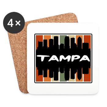 Tampa Floride États-Unis Skyline Silhouette Voyage Souven - Dessous de verre (lot de 4) - blanc - Devant
