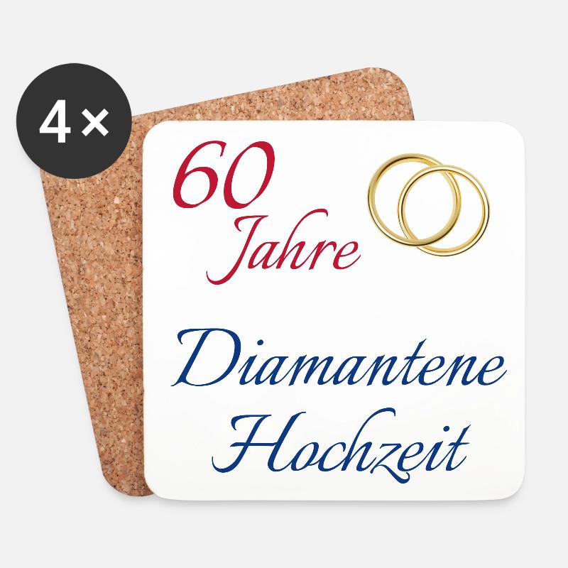 60 Jahre Diamantene Hochzeit Text rot blau gold - Untersetzer (4er-Set) - Weiß