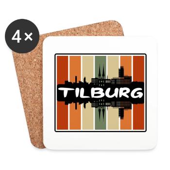 Tilburg Netherlands Skyline Silhouette Travel Souv - Coasters (set of 4) - white - Front