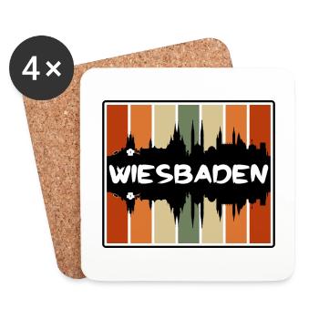 Wiesbaden Allemagne Skyline Silhouette Travel Souven - Dessous de verre (lot de 4) - blanc - Devant