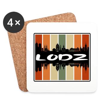 Lodz Polen Skyline Silhouette Reise Souvenir - Untersetzer (4er-Set) - Weiß - Vorne