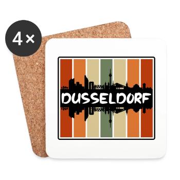 Dusseldorf Germany Skyline Silhouette Travel Souve - Coasters (set of 4) - white - Front