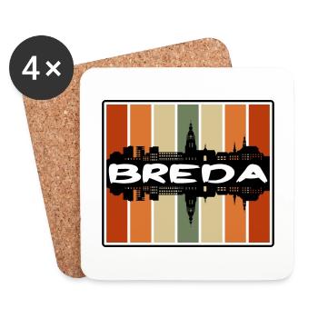 Breda Niederlande Skyline Silhouette Travel Souven - Untersetzer (4er-Set) - Weiß - Vorne