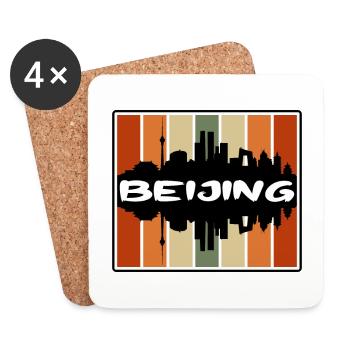 Beijing Chine Skyline Silhouette Voyage Souvenir - Dessous de verre (lot de 4) - blanc - Devant