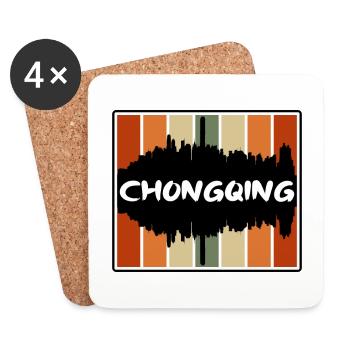 Chongqing China Skyline Silhouette Reise Souvenir - Untersetzer (4er-Set) - Weiß - Vorne