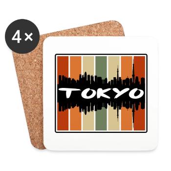 Tokyo Japan Skyline Silhouette Reisesouvenir - Untersetzer (4er-Set) - Weiß - Vorne
